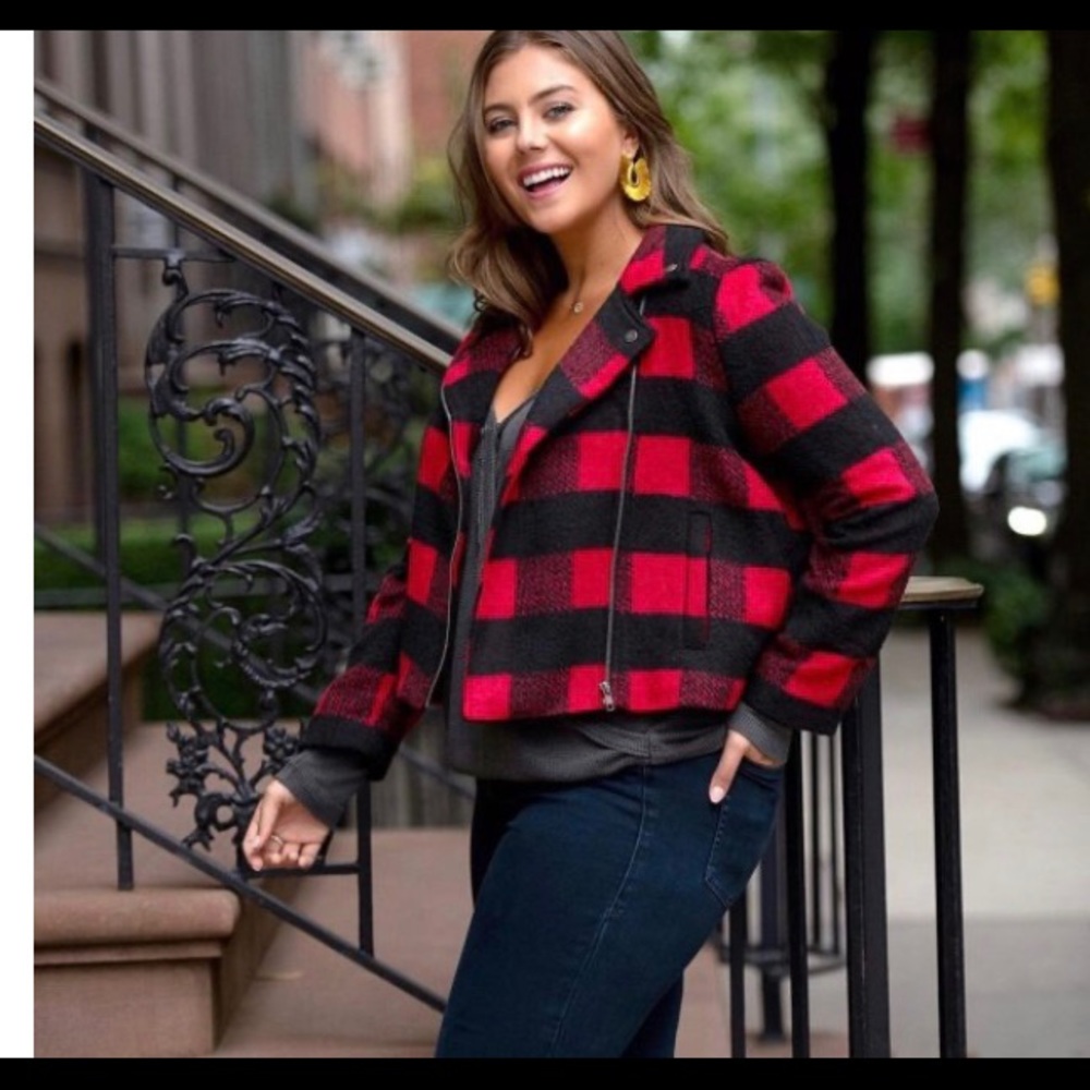 Evereve Jack by BB Dakota large plaid moto jacket
